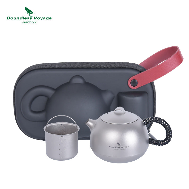 Titanium Teapot with Filter Ultralight 380ml Mini Kettle Cup Tea Set