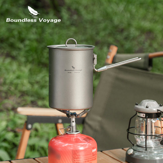 900ml Titanium Pot Cup Camping Cookware Lightweight Bowl