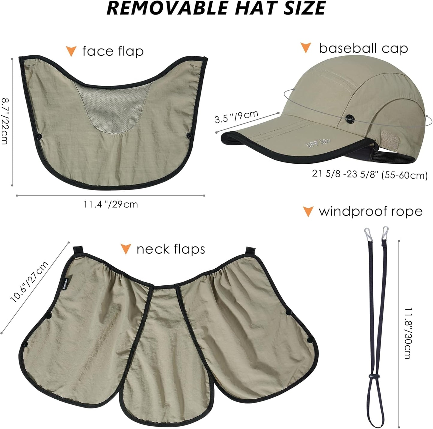 GADIEMKENSD UPF 50+ Folding Fishing Hat 360 Outdoor Sun Hat