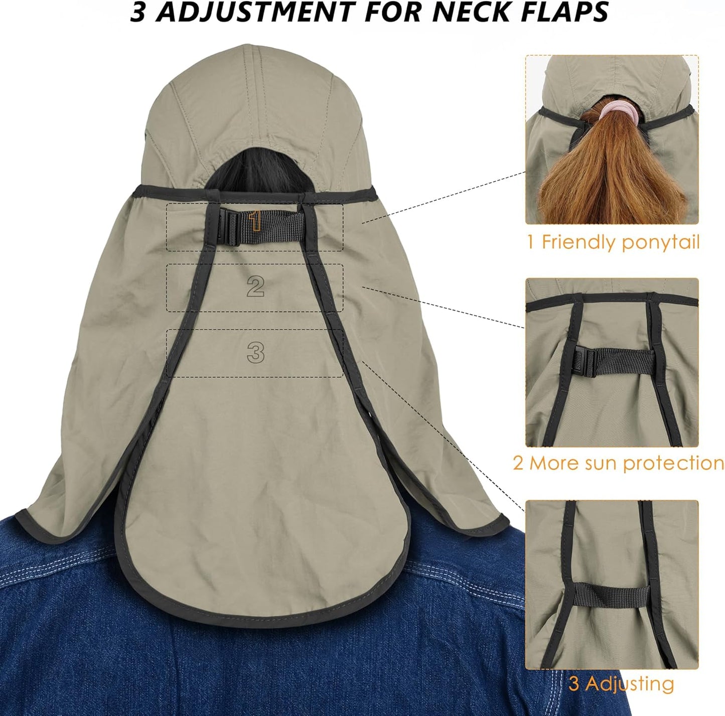 GADIEMKENSD UPF 50+ Folding Fishing Hat 360 Outdoor Sun Hat