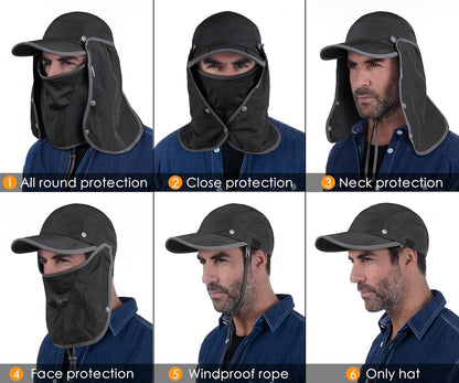 GADIEMKENSD UPF 50+ Folding Fishing Hat 360 Outdoor Sun Hat