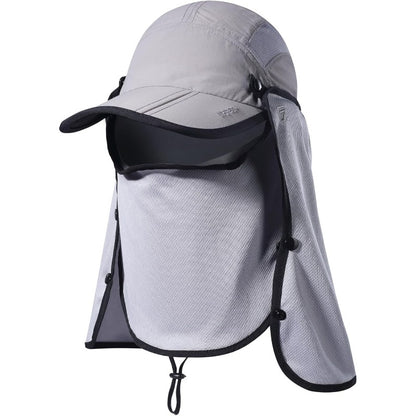 Foldable Fishing Cap with Neck Flap, UPF 50+ Sun Protection, Windproof, Removable Design, Multi-Level Adjustment