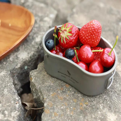 Juego de ollas y tazas de titanio para acampar Boundless Voyage de 300 ml y 600 ml, cuencos y cantimplora, kit de cocina para senderismo al aire libre, vajilla 