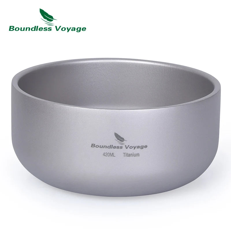 Camping Titanium Bowl 200ml/420ml Double-Walled Rice Bowl