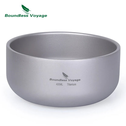 Camping Titanium Bowl 200ml/420ml Double-Walled Rice Bowl