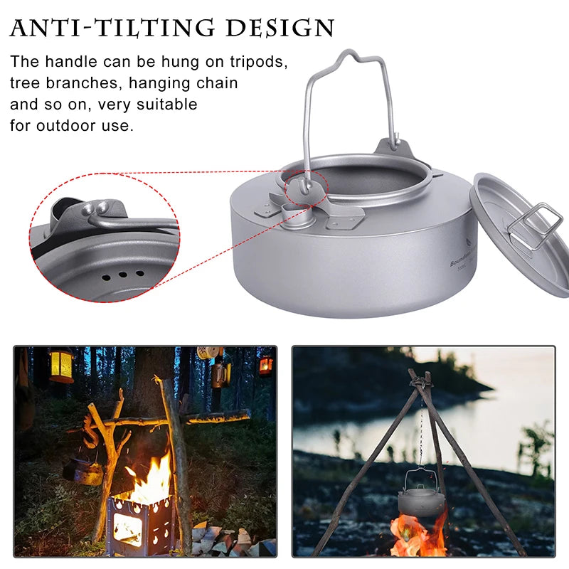 700ml Titanium Kettle Camping Tea Pot Water Jug
