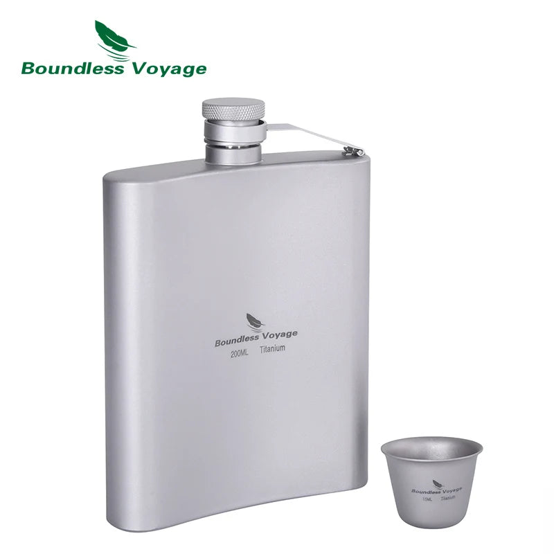 200ml Titanium Hip Flask Sake Cup with Funnel