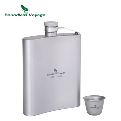 200ml Titanium Hip Flask Sake Cup with Funnel