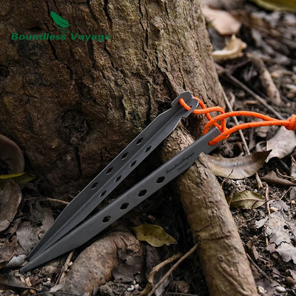 V-shaped Ground nails Camping Titanium Tent Stakes