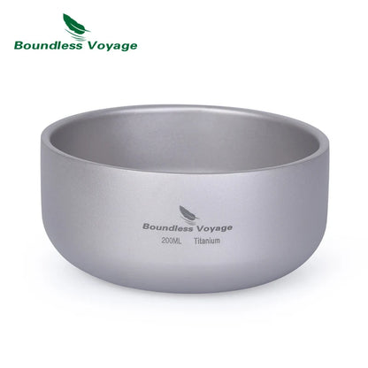Camping Titanium Bowl 200ml/420ml Double-Walled Rice Bowl