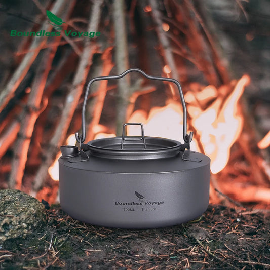 700ml Titanium Kettle Camping Tea Pot Water Jug