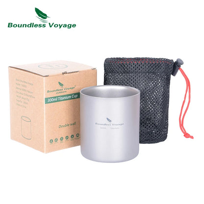 Titanium Cup Camping Mug Outdoor 4 in 1 Double Walled