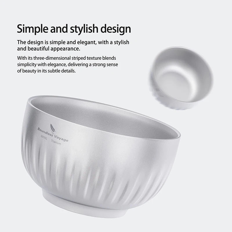 Double Walled Titanium Ultralight Portable Tableware Outdoor Camping Bowl