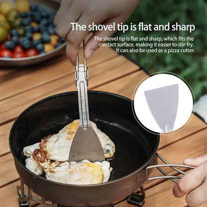 Titanium Folding Spatula Frying Shovel Small Camping Kitchen Beefsteak Flat