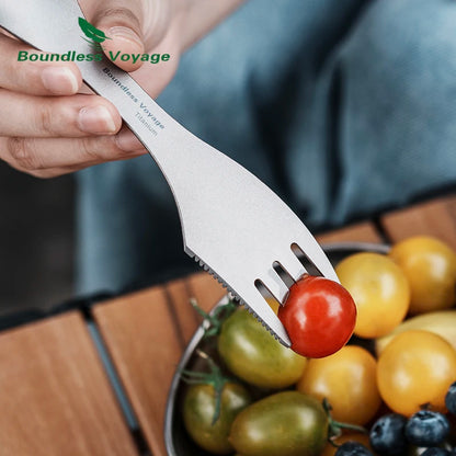 3 in 1 Ultralight Titanium Spork  Camping Spoon Fork Knife