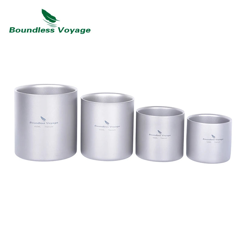 Titanium Cup Camping Mug Outdoor 4 in 1 Double Walled