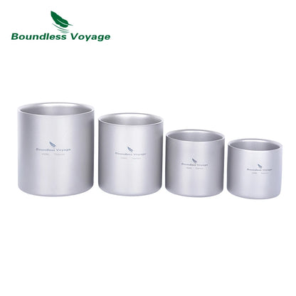Titanium Cup Camping Mug Outdoor 4 in 1 Double Walled