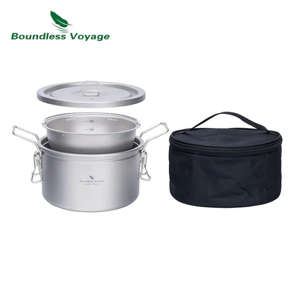 Olla de titanio ultraligera para acampar, olla multifuncional para arroz y sopa, para exteriores, portátil, para fuego abierto 