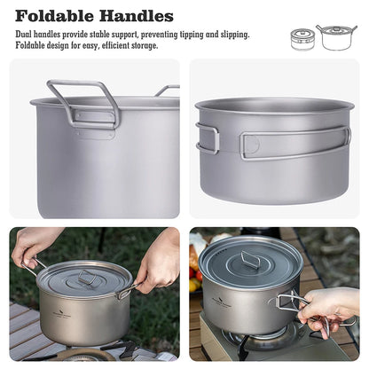 1.2L 1.8L 2.4L Titanium Pot 0.7L Camping Kettle Cookware