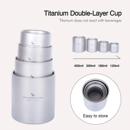 Titanium Cup Camping Mug Outdoor 4 in 1 Double Walled