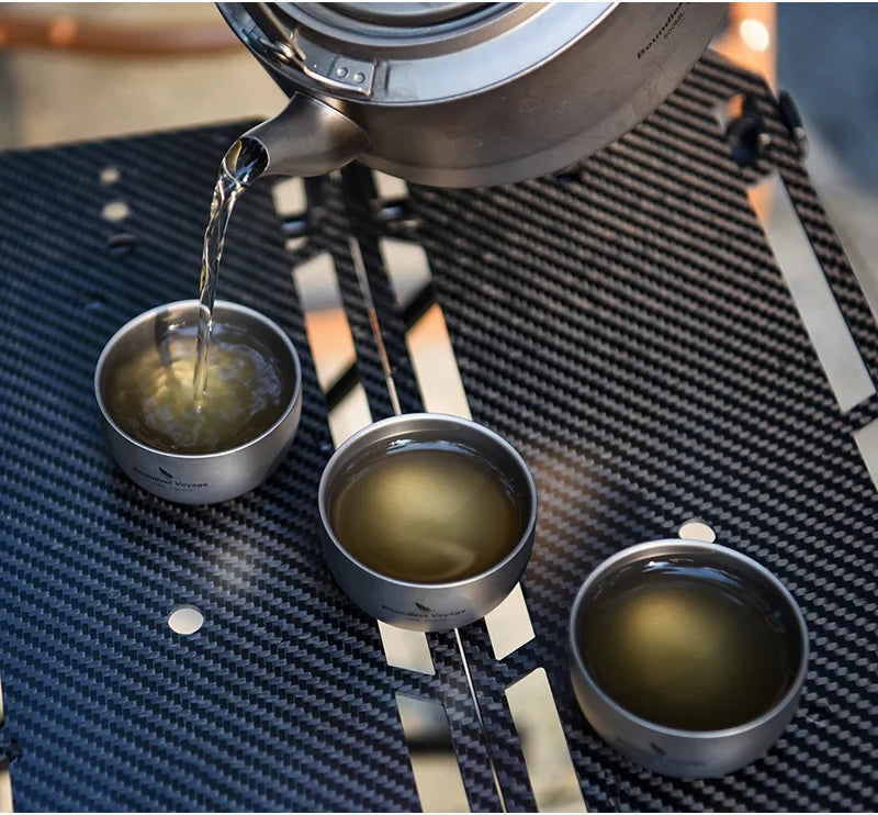 40ml Titanium Mini Tea Cup Double Walled Sake Cup
