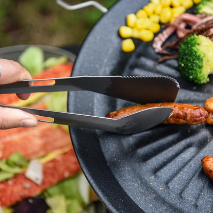 Titanium Alloy Multi Tong Spork Shovel Spatula All-In-One Utensil Portable Camping BBQ