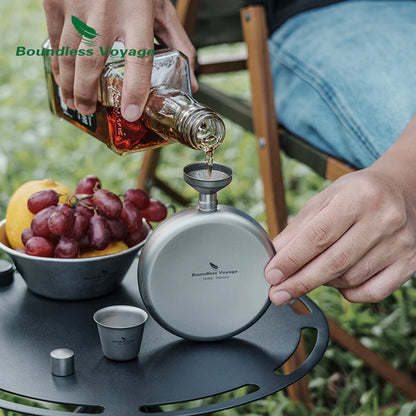 150ml Titanium Hip Flask Small Round Wine Bottle