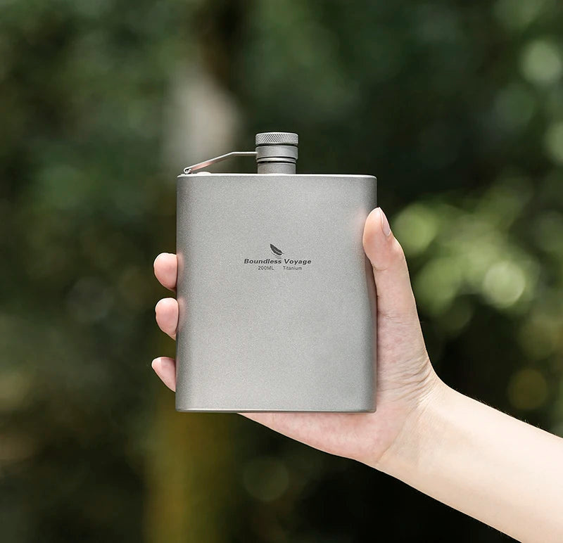 200ml Titanium Hip Flask Sake Cup with Funnel