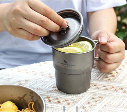 Boundless Voyage Titanium Coffee Cup 250ml Outdoor Portable European Stackable Mug Accompanying Water Bottle Juice Beer Mug