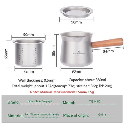 380ml Titanium Coffee Cup with Strainer
