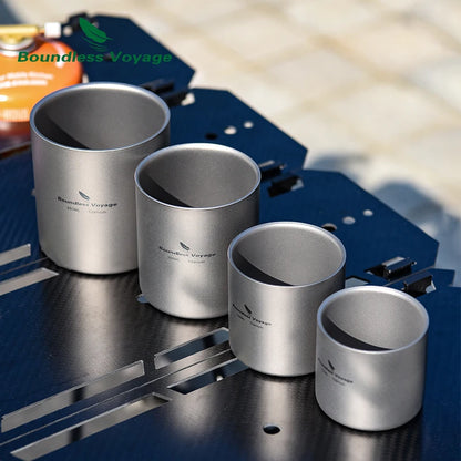 Titanium Cup Camping Mug Outdoor 4 in 1 Double Walled