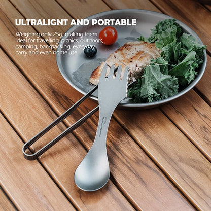3 in 1 Ultralight Titanium Spork  Camping Spoon Fork Knife