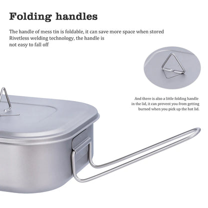 1000ml Titanium Military Mess Tin Camping Cookware Bento Box