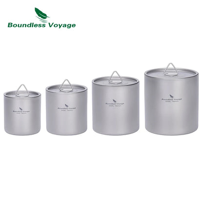 Titanium Double Walled Cups with Lid