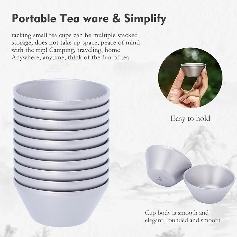 30ml Mini Titanium Tea Cup Portable Double-Layer Anti-scalding Mug