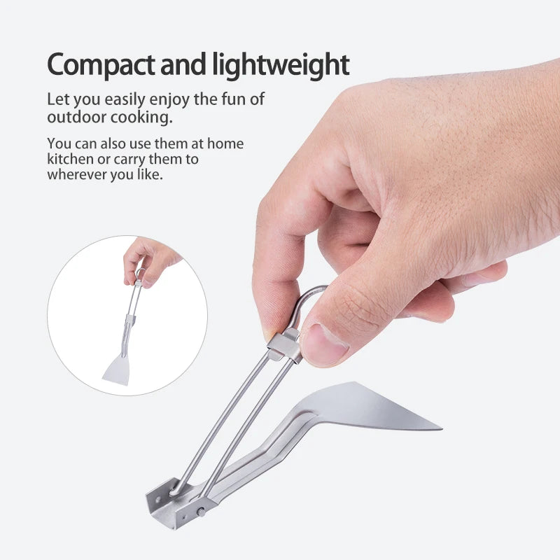 Titanium Folding Spatula Frying Shovel Small Camping Kitchen Beefsteak Flat