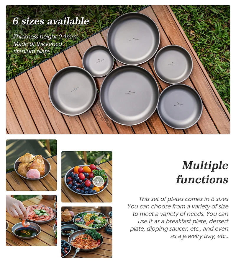 Titanium Plates Dishes Saucer Outdoor Camping Home Food Serving Tray Dinnerware
