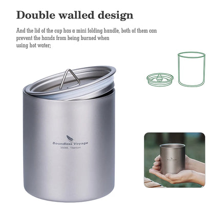 350ml Titanium Cup with Lid Double Walled Mug