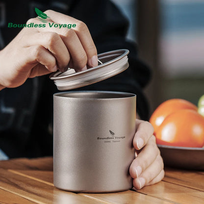350ml Titanium Cup with Lid Double Walled Mug