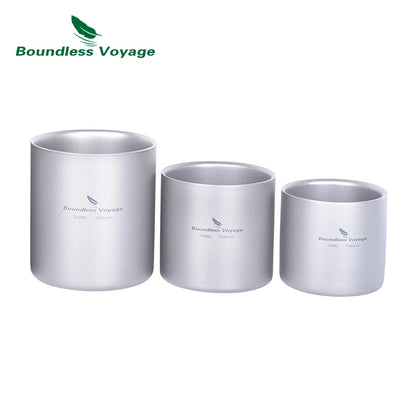 Titanium Cup Camping Mug Outdoor 4 in 1 Double Walled