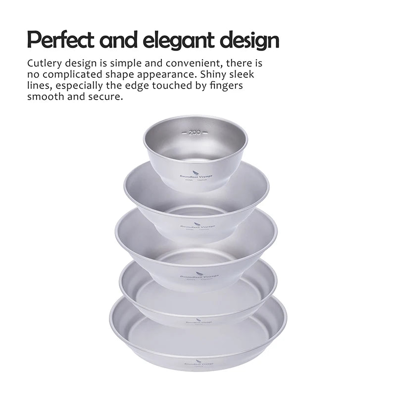 Titanium Ultralight Outdoor Camping Plates and Bowls
