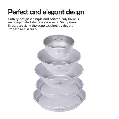Titanium Ultralight Outdoor Camping Plates and Bowls