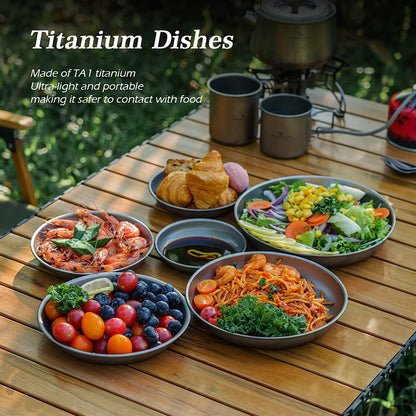 Titanium Plates Dishes Saucer Outdoor Camping Home Food Serving Tray Dinnerware