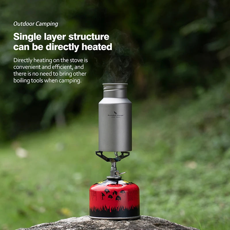 Titanium Water Bottle Outdoor Camping Single Layer Wide Mouth