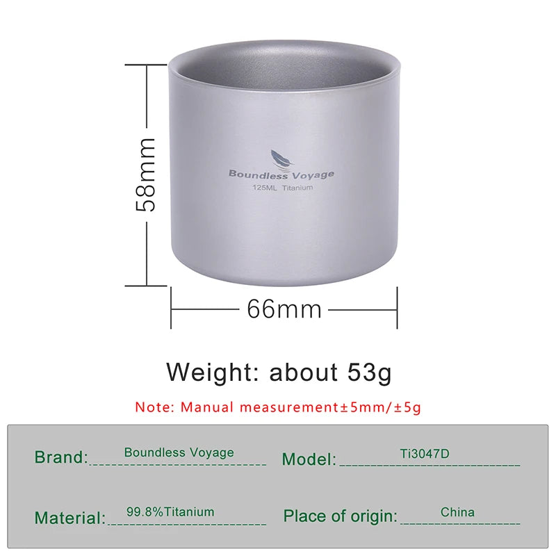 120ml Titanium Cup Small Double Walled Travel Cup