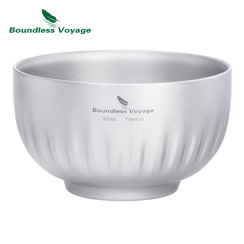 Double Walled Titanium Ultralight Portable Tableware Outdoor Camping Bowl
