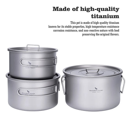 1.2L 1.8L 2.4L Titanium Pot 0.7L Camping Kettle Cookware