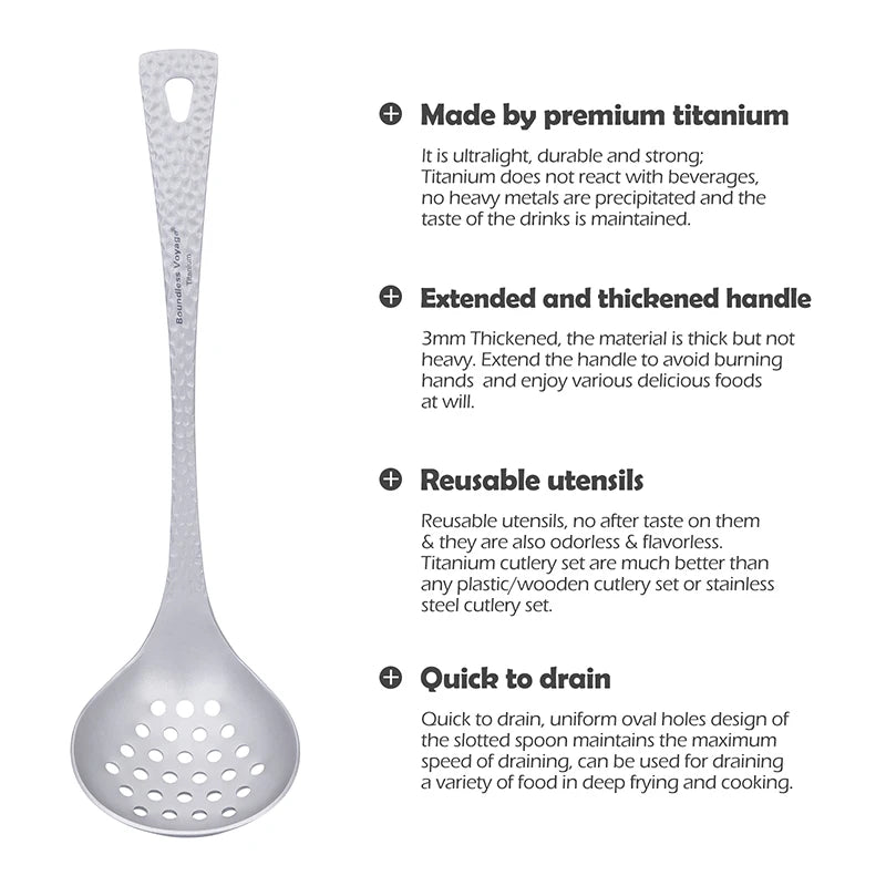 Titanium Sauce Soup Spoon Metal Skimmer Slotted Spoon