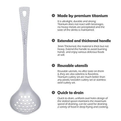 Titanium Sauce Soup Spoon Metal Skimmer Slotted Spoon