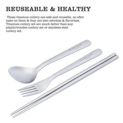 Camping Titanium Cutlery Set Outdoor Utensils Long Handle Soup Spoon Fork Chopsticks